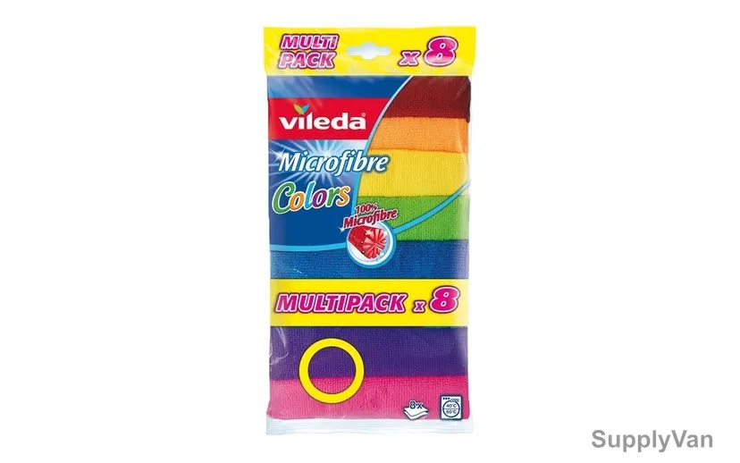 Vileda All Purpose Wiping Cloth, VLDW15105, Microfiber, Multicolor, PK4