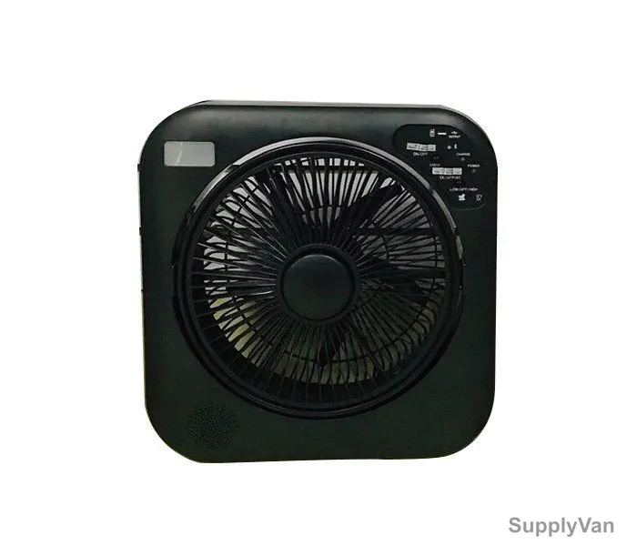 Olsenmark Rechargeable Box Fan With Emergency Lantern, OMF1751, 12V, Black