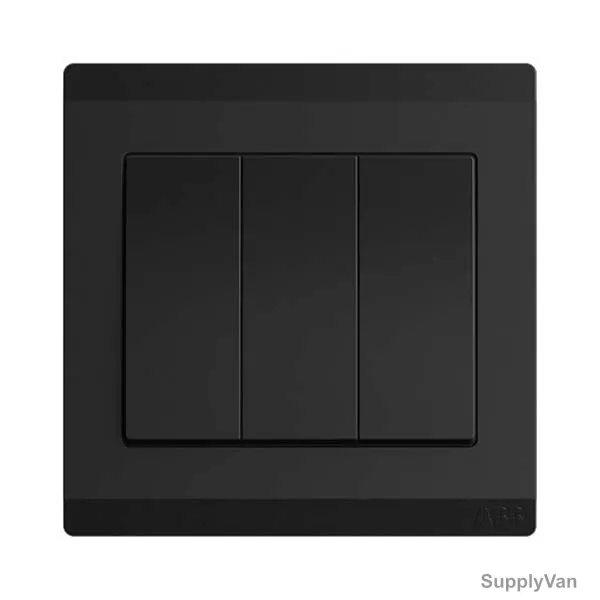 Abb Electrical Switch, BL107-885, Inora, 3 Gang, 2 Way, 10AX, Starry Black