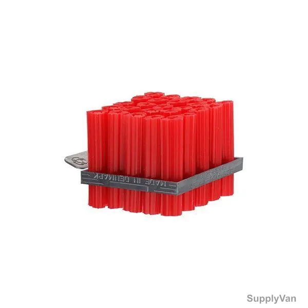 Expandet Tubular Plastic Anchor, 6MMx2 Inch, Red, PK250
