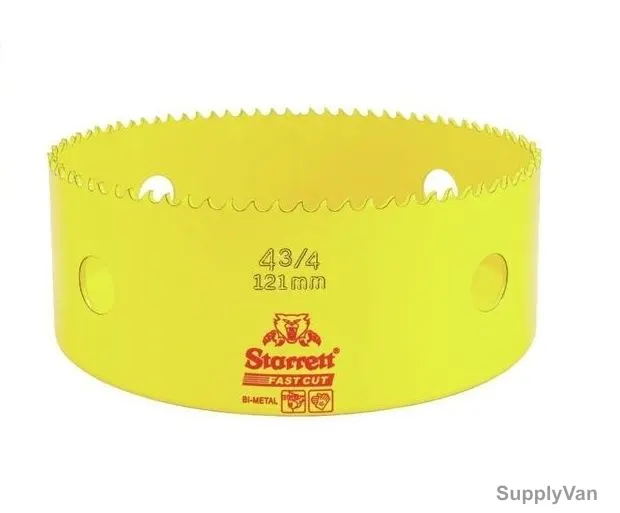 Starrett Hole Saw, FCH0434, High Speed Steel, 121MM, 5.5 TPI, Yellow