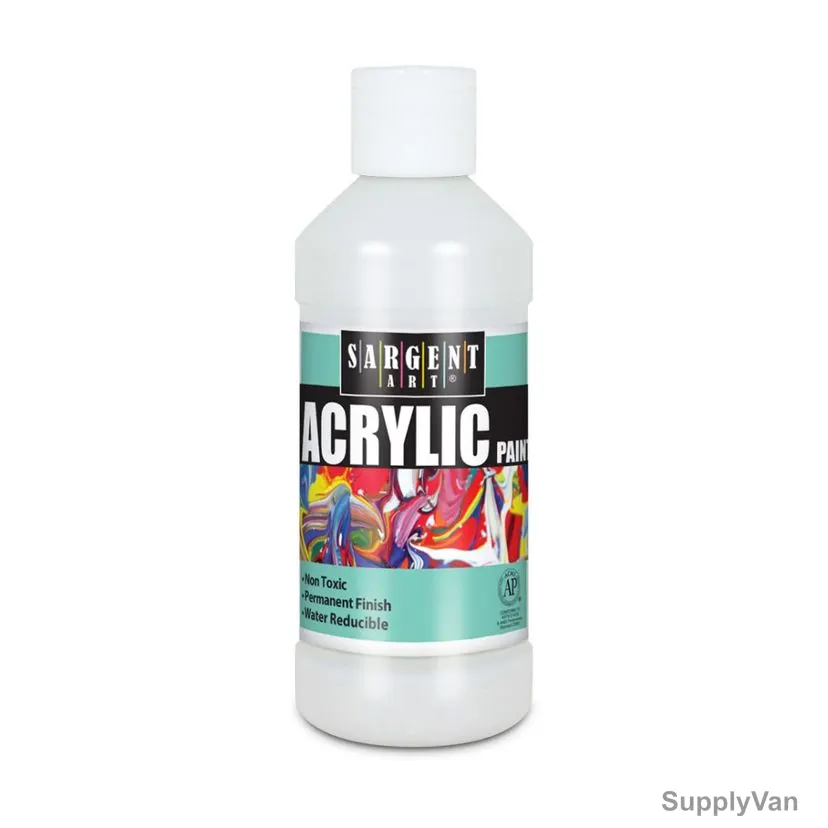 Sargent Art Acrylic Paint, SA22-2396, 8 Oz, White