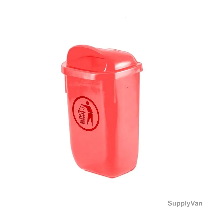 Brooks Pole Bin, BKS-POL-372A, HDPE, 50 Ltrs, Red