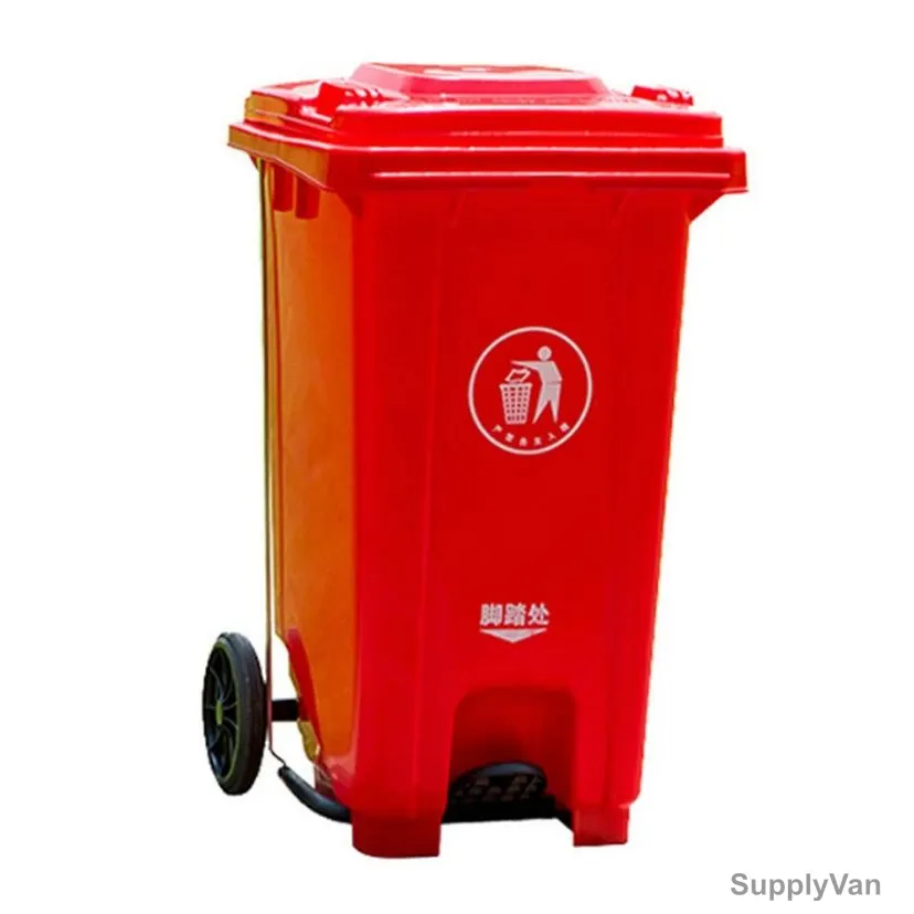 Akc Garbage Bin With Pedal, GC51R-240, Plastic, 240 Ltrs, Red