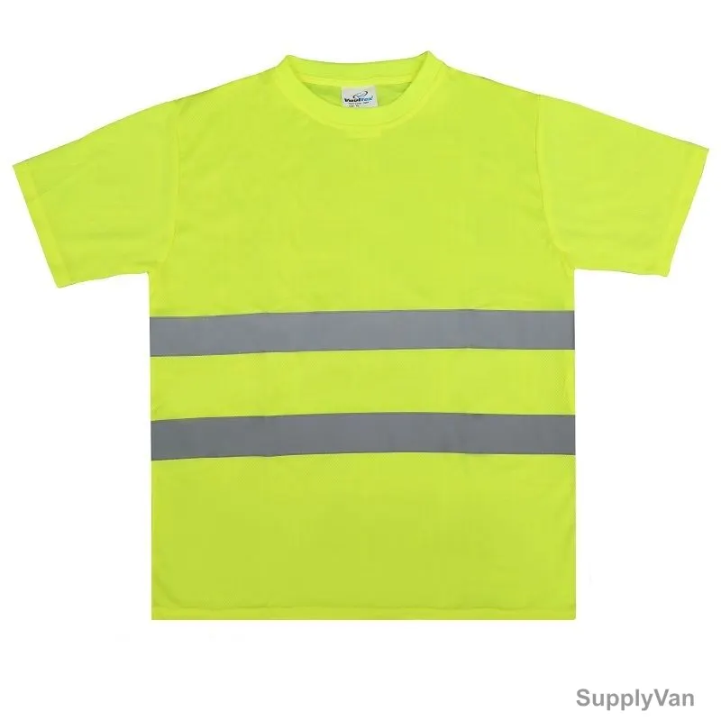 Vaultex Round Neck Reflective T-Shirt, NFP, 100% Polyester, Yellow