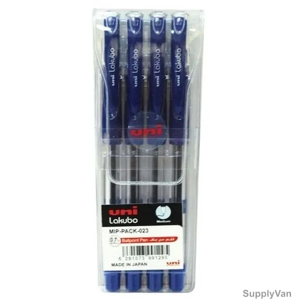 Uni-Ball Ball Point Pen, MIP-PACK-023, Lakubo, 0.7MM Tip, Blue, 4 Pcs/Pack