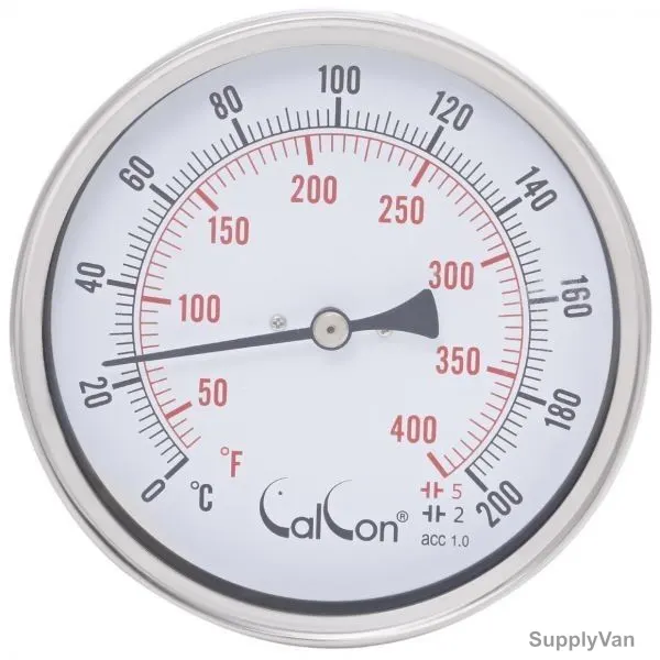 Calcon Bi-Metal Temperature Gauge, CCTB18D, 100x200MM, 1/2 Inch, NPT, 0-200 Deg. C