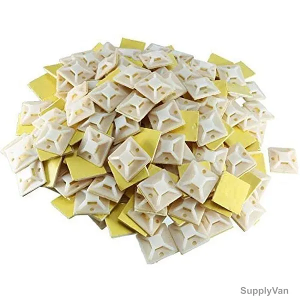 Cable Tie Mount Base, Plastic, 30 x 30MM, White/Yellow, 200 Pcs/Pack