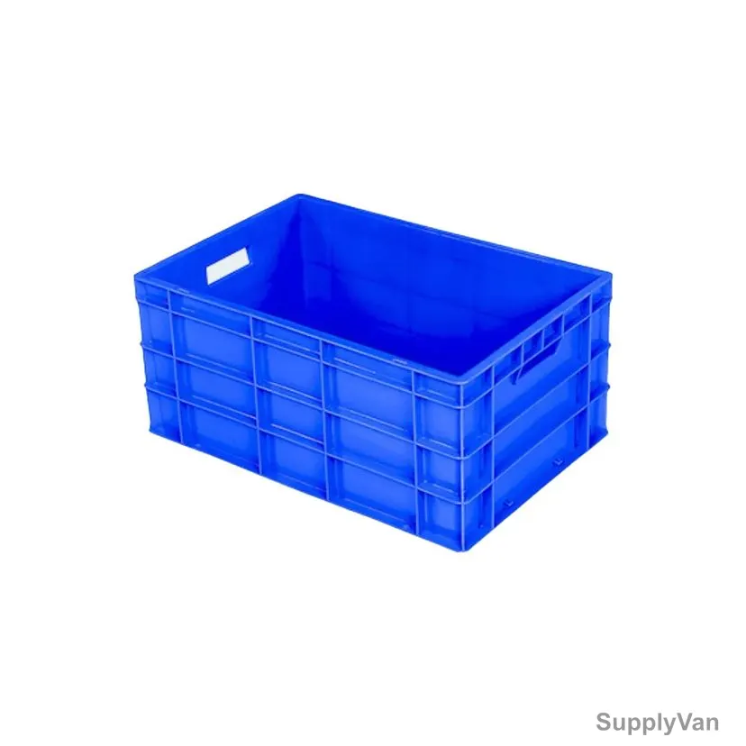 Crateco Storage Crate With Lid, 275MM Height x 400MM Width x 600MM Length, 57 Ltrs Capacity, Blue