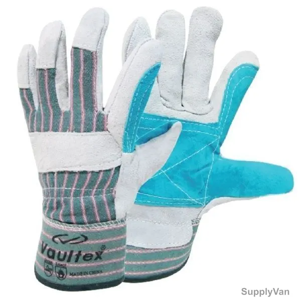 Vaultex Double Palm Leather Gloves, DPG, Free Size, Multicolor, PK12