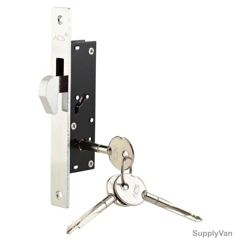 ACS Sliding Lock W/ 3 Cross Keys, 300Hook, Brass, Silver
