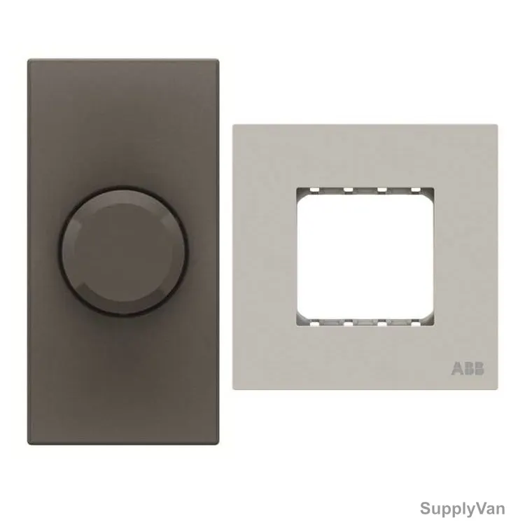 ABB Rotary Dimmer With Half/Double Rocker Frame, AMD60322-AN-plus-AMD5144-DU, Millenium, 1 Module, 1 Gang, 2 Pcs/Set — image 1