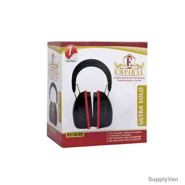 Empiral Headband Type Earmuff, E112201223, Ultra Solo, Black and Red — image 1