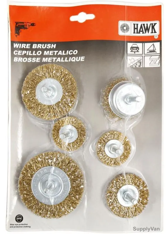 Hawk Cup Brush and Wheel Brush Set, 600023-9009, 6PCS