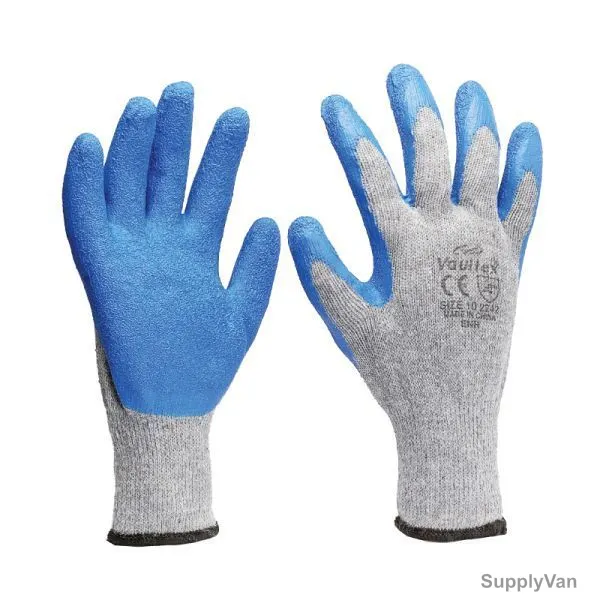 Vaultex Latex Coated Gloves, ENH, Size10, Blue, PK12