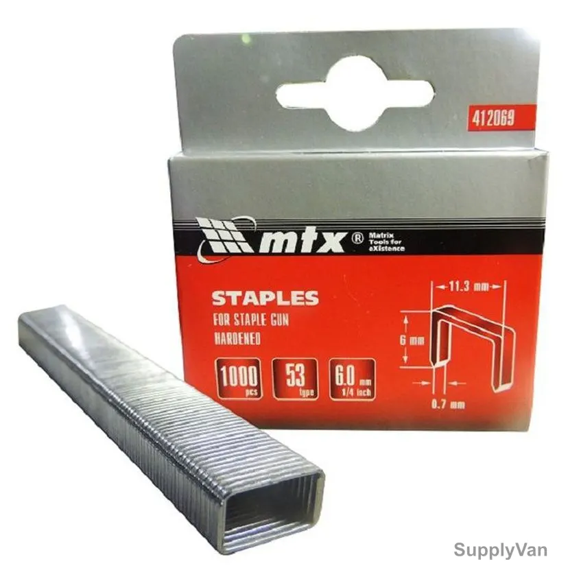 Mtx Staple Pins, 412109, Type 53, 10MM, 1000 Pcs/Pack