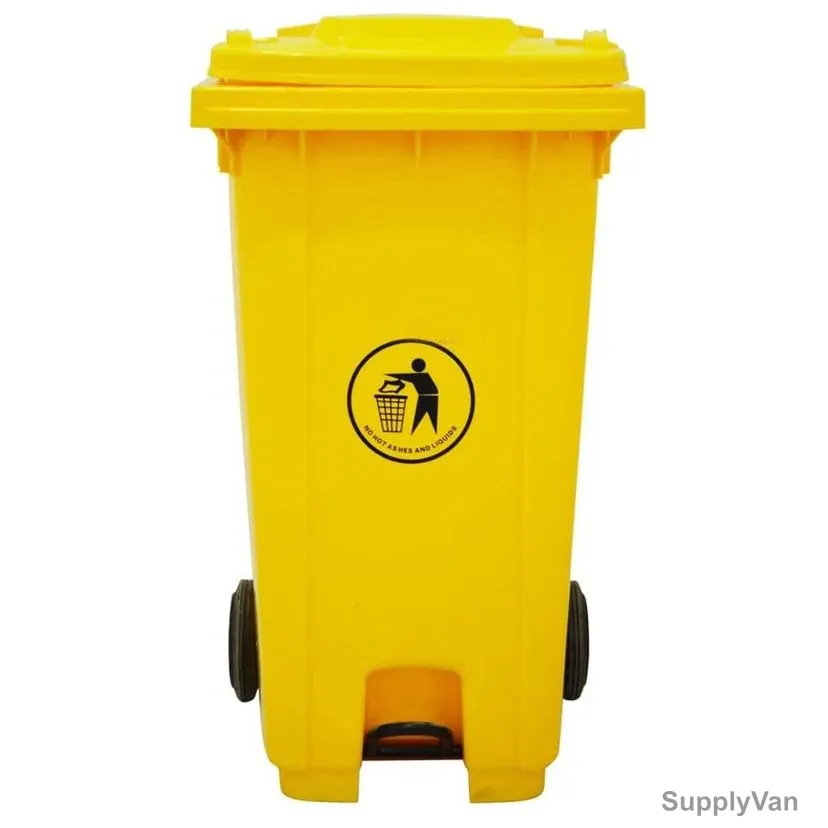 Swish Garbage Bin With Wheel and Pedal, Plastic, 120 Ltrs, Yellow