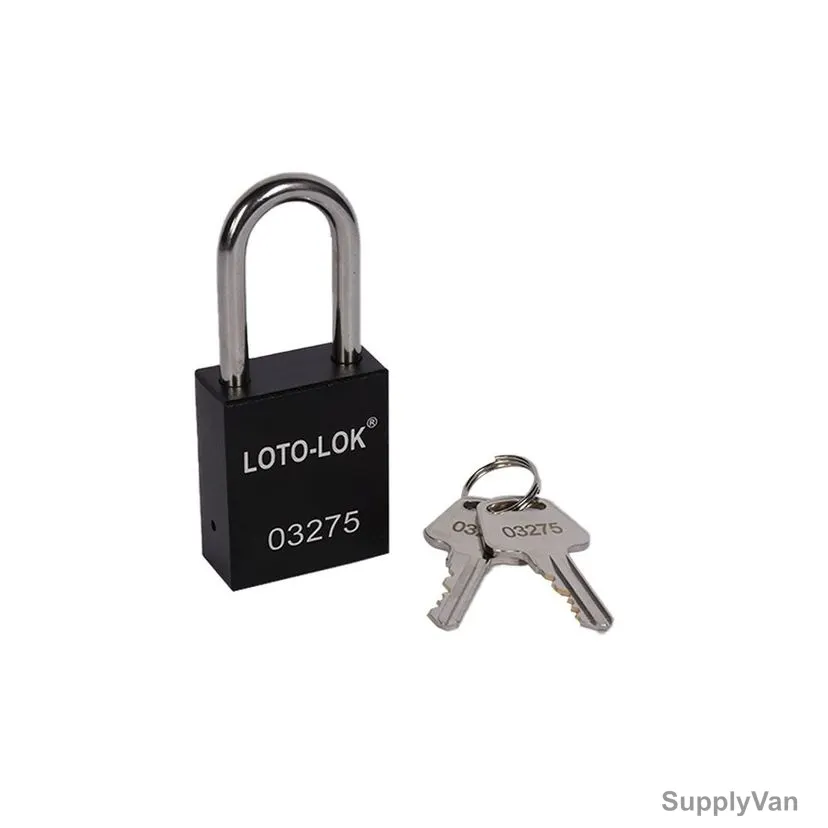 Loto-Lok Lockout Padlock, PD-ALBKKDS38, Aluminium and Stainless Steel, 38 x 6MM, Black