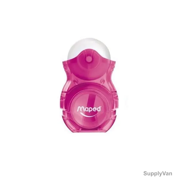 Maped Loopy Pencil Sharpener With Eraser, MD-049111, 1 Hole, Pink, 24 Pcs/Pack