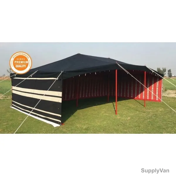 Arabic Deluxe Tent, AMT-124, Iron Stick, 8 x 5 Yards, Black/White