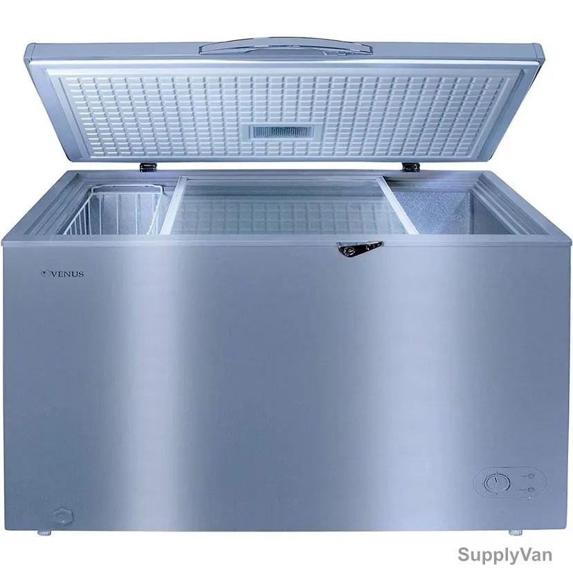 Venus Single Door Chest Freezer, VCF350, 350 Ltrs, Silver Titanium Finish