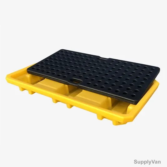 Sai-U 2 Drum Spill Pallet, DP002L, 1500 Kg Static Load Capacity, Yellow/Black — image 1