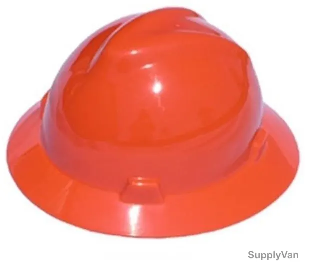 MSA Safety Helmet, Full Brim, VGuard, Polypropylene, Orange