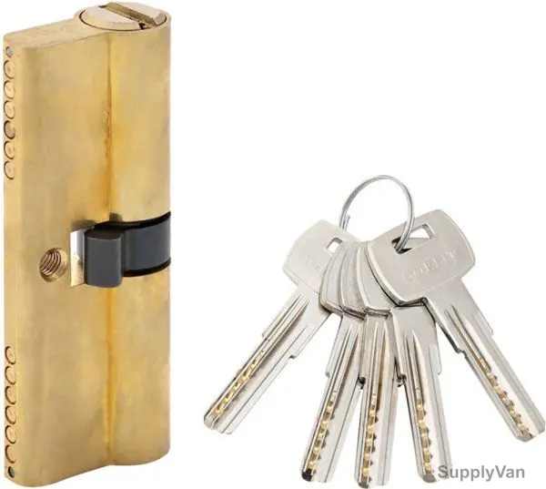 Dorfit Cylindrical Lock, w/ 5 Key, 70MM, Polished Brass