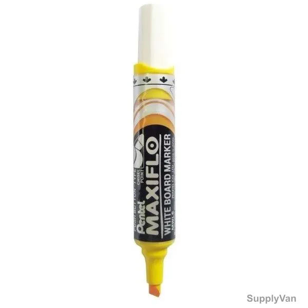 Pentel White Board Marker, PE-MWL6-G, Maxiflo, 6.2MM, Yellow, 12 Pcs/Pack