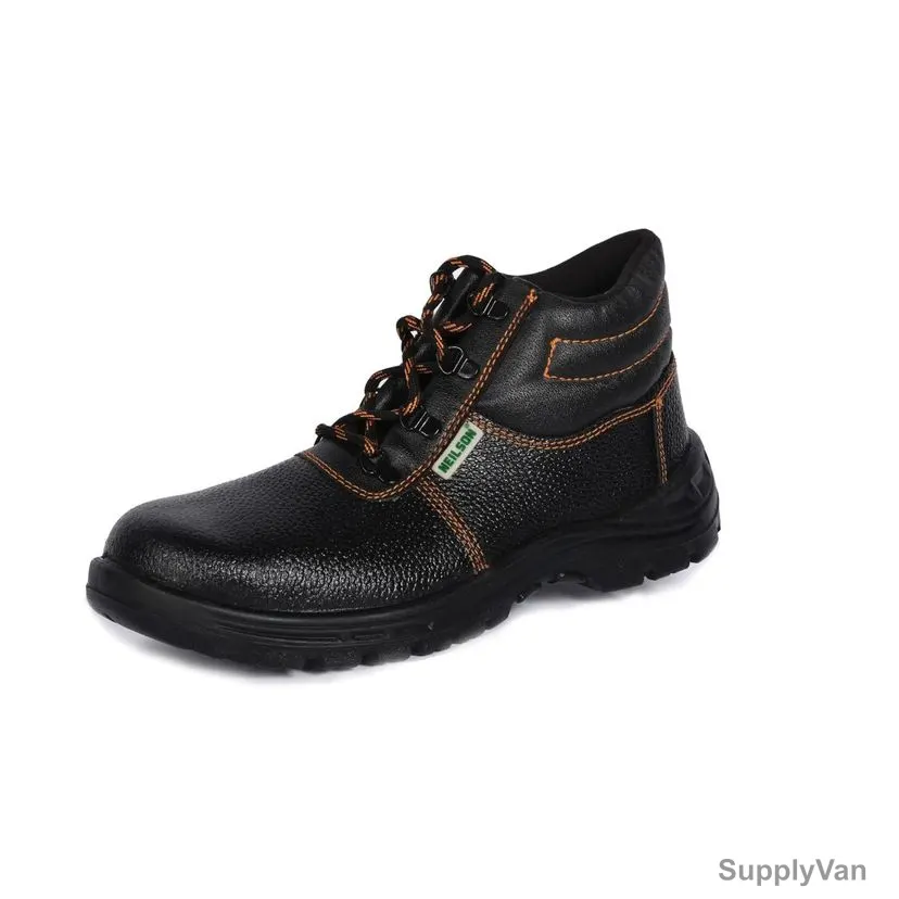 Neilson Wide Fit High Ankle Safety Shoes, NI5, Leather, S1P SRA, Steel Toe, Size38, Black