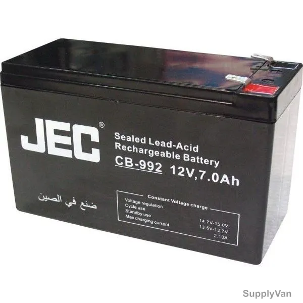 JEC Sealed Lead Acid Rechargeable Battery, CB-992, 12V, Black