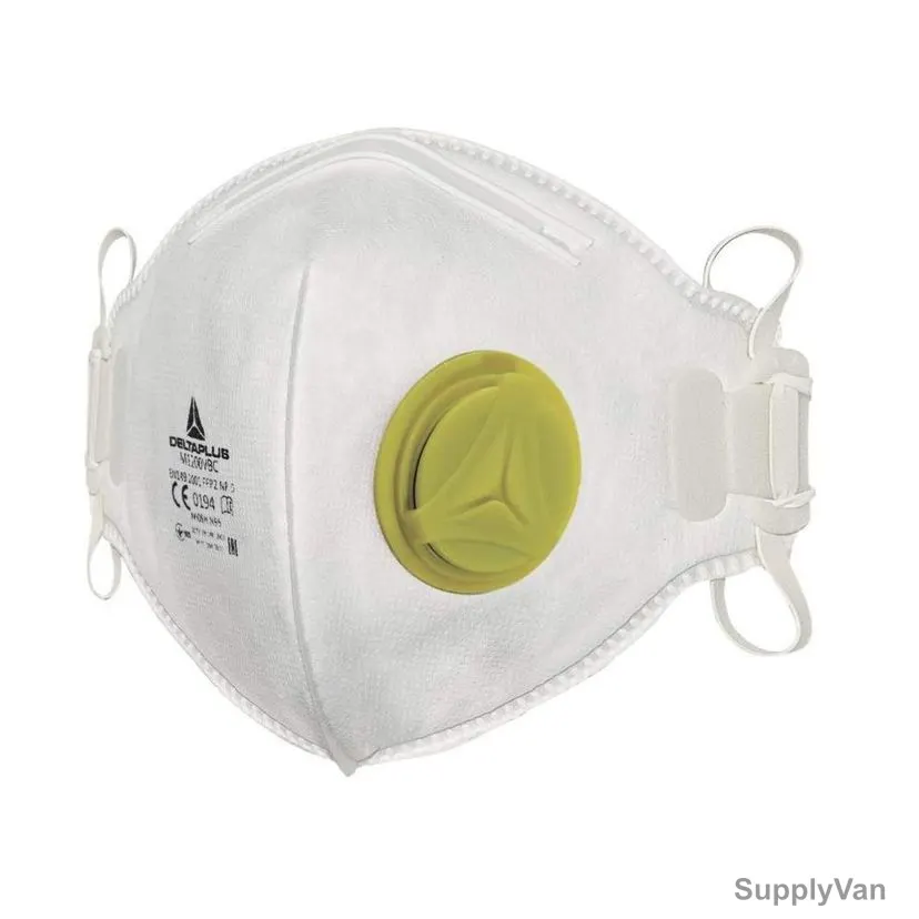 Delta Plus Disposable Half N95 Respirator With Valve, M1200VC, FFP2, White, 10 Pcs/Pack