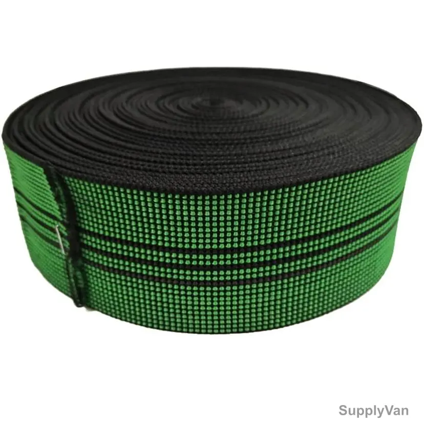 3 Line Elastic Webbing Tape, 80 Mtrs Length x 2 Inch Width, Green, 5 Roll/Pack