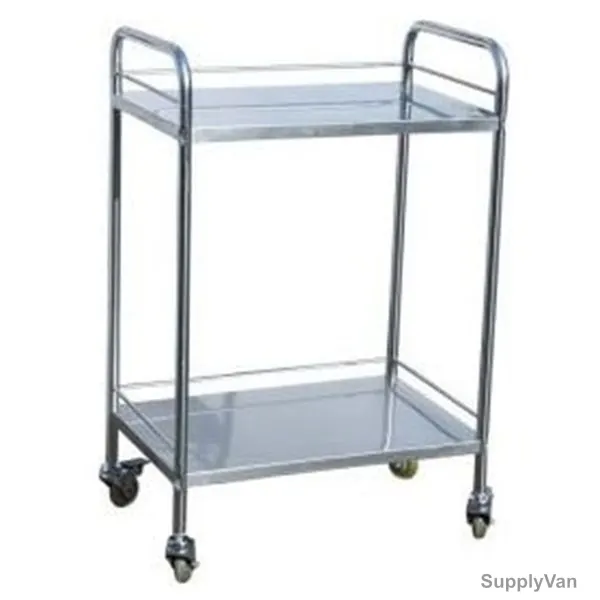 Hospital Medicine Trolley, 60057, 2 Shelves, 80CM Height x 42CM Width x 55CM Length, Silver