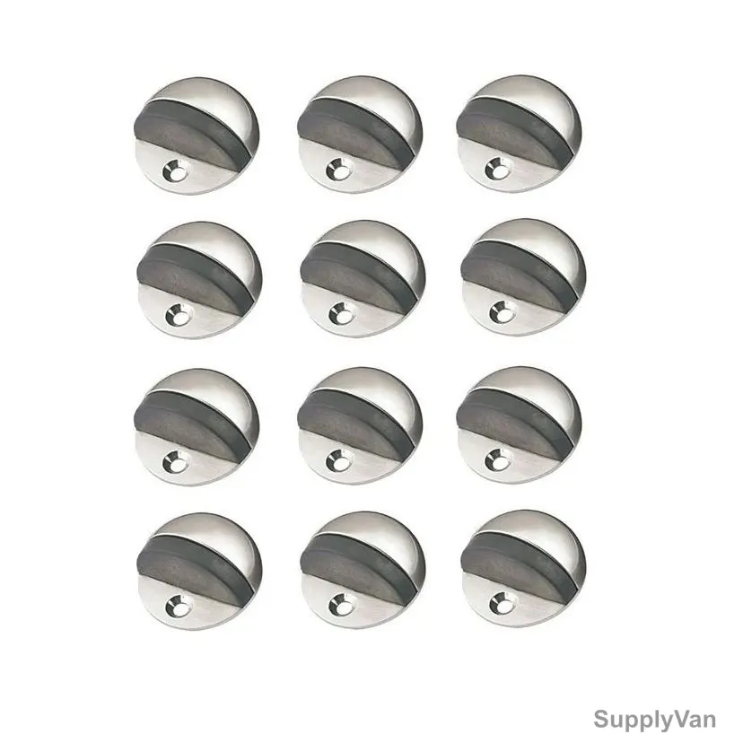 Robustline Half Round Door Stopper With Rubber Bumper, 15150, 44MM Bottom Dia, 12 Pcs/Pack