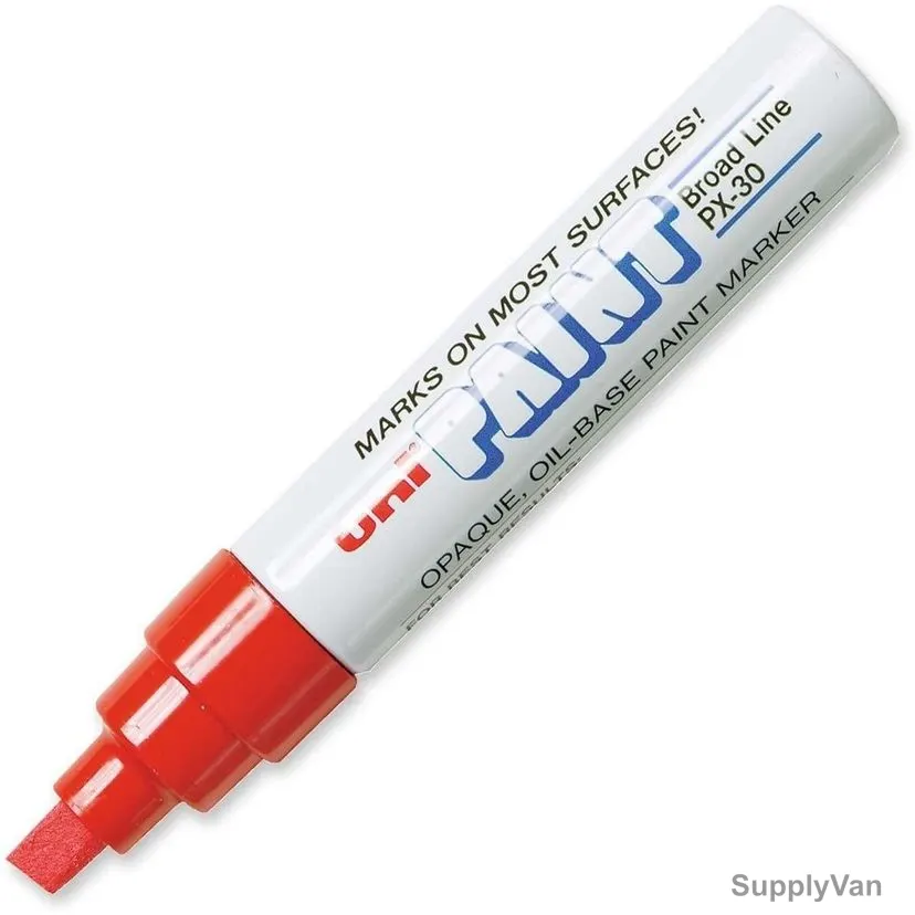 Uni-Ball Chisel Tip Paint Marker, PX30-RD, 5.0MM Tip Size, Red, 12 Pcs/Pack