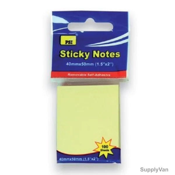PSI Sticky Note, PSPOA01YL, 40 x 50MM, Yellow, 100 Pcs/Pack — image 1