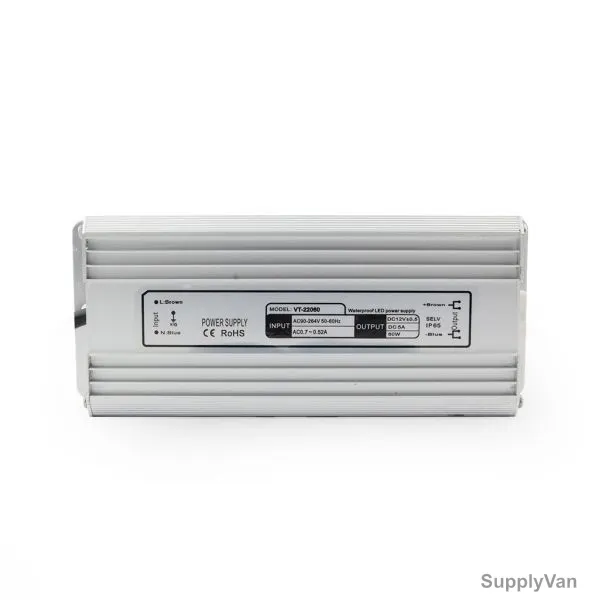 V-Tac WaterProof LED Driver, VT-22060, 12VDC, 5A, 60W