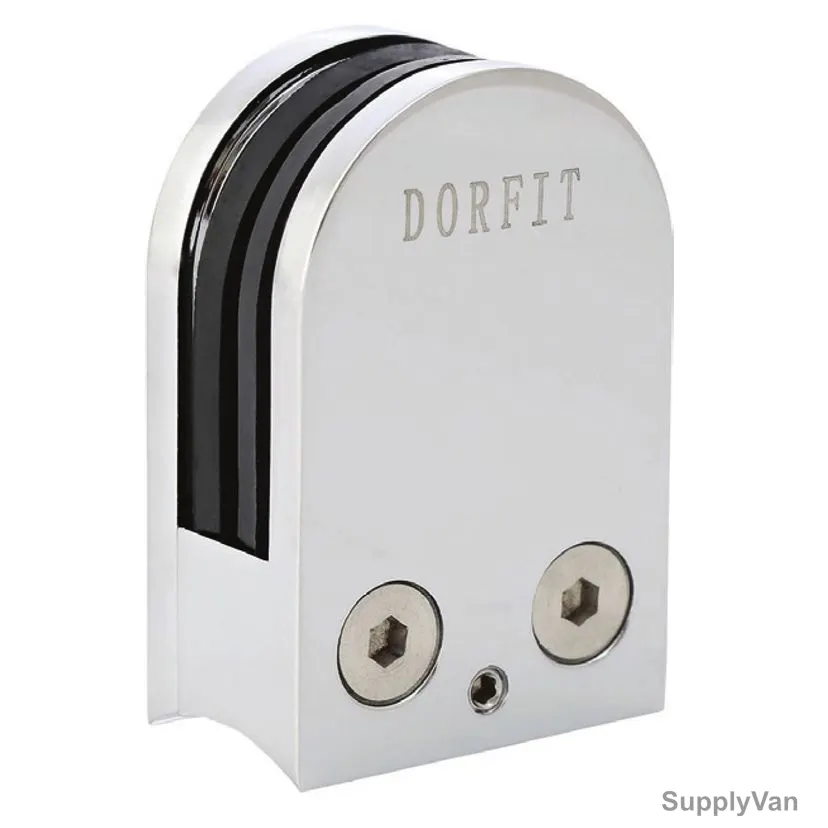 Dorfit Curve Glass Bracket, DT64, Zinc, 8-12MM, Chrome Plated Finish — image 1