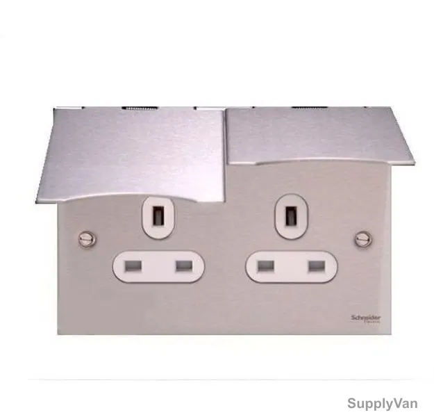 Schneider Electric Flat Plate Socket, GU3252WSS, 2 Gang, 13A