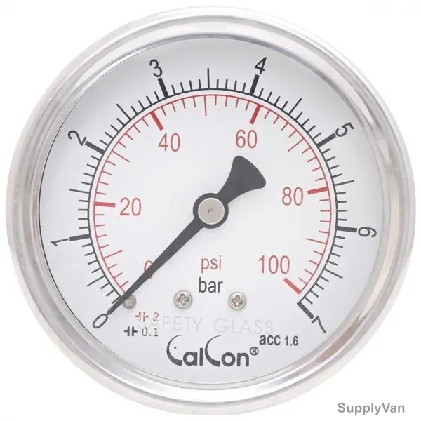 Calcon Pressure Gauge, CC10D, 63MM, 1/4 Inch, NPT, 0-7 Bar