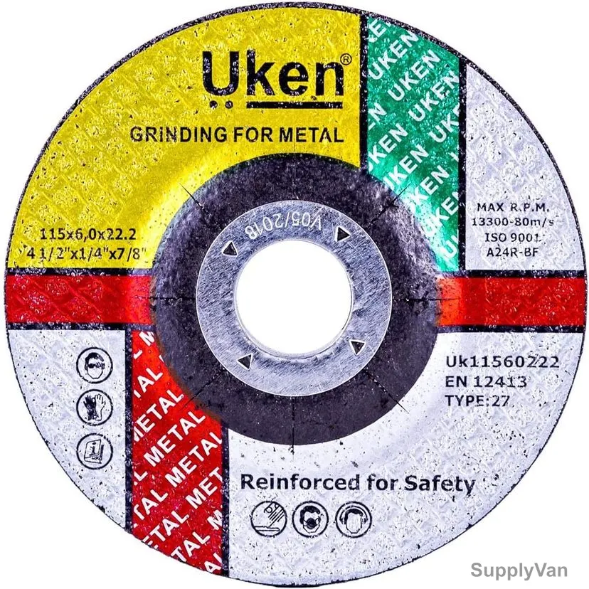 Uken Metal Grinding Disc, 615001, 115 x 6MM