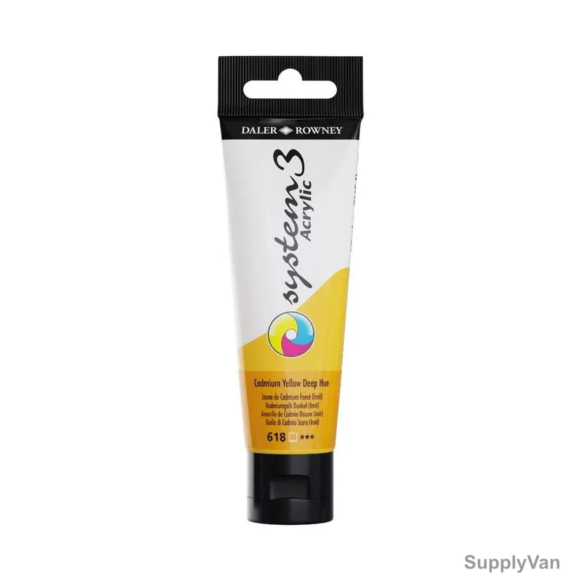 Daler Rowney System3 Acrylic Paint, 129059618, 59ml, 618 Cadmium Yellow Deep Hue — image 1