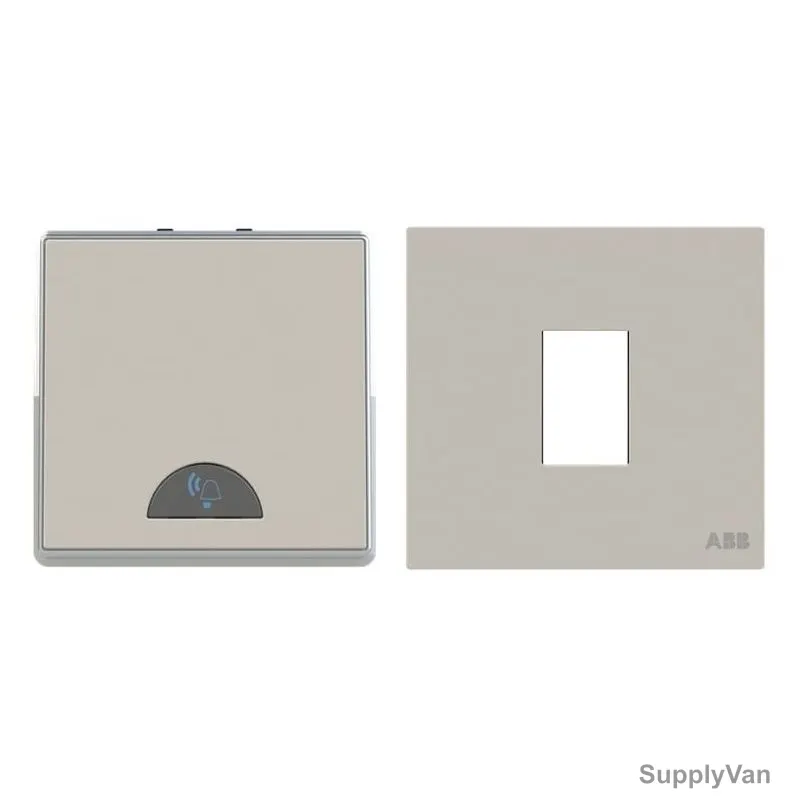 ABB Push Button Switch With Bell and Rocker Switch Frame, AMD42944-DU+AMD5044-DU, Millenium, 1 Gang, 1 Way, 10A, Dune Sand