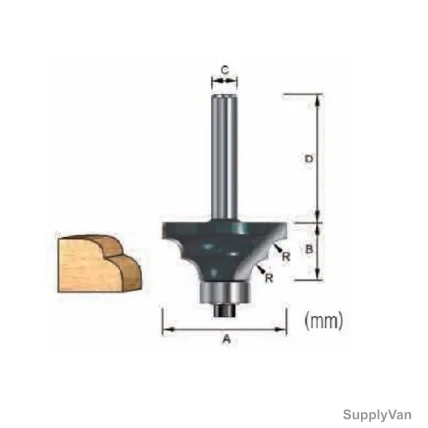 Makita Double Round Router Bit, D-12784, 31.8x14.28MM
