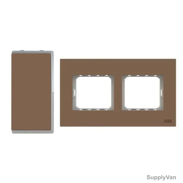 ABB Electrical Switch With Double Rocker Frame, AMD10622-MO+AMD5244-MO, Millenium, 4 Gang, 2 Way, 10A, Mocha Brown — image 1