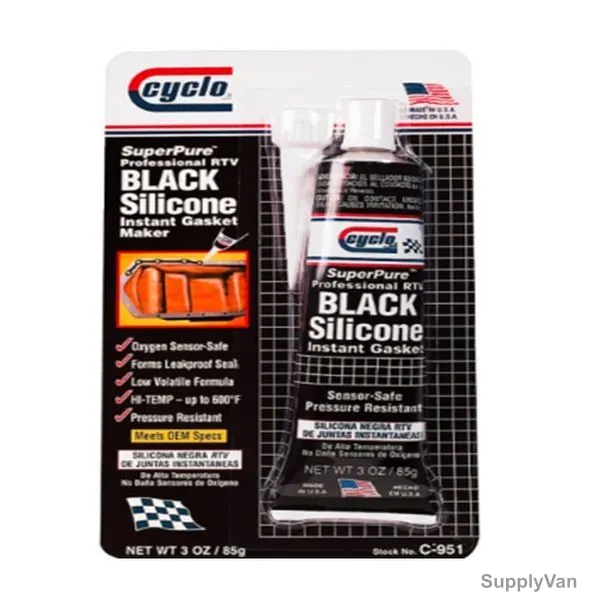 Cyclo RTV Silicone Gasket Maker, APYC951, 3 Oz, Black, 12 Pcs/Pack