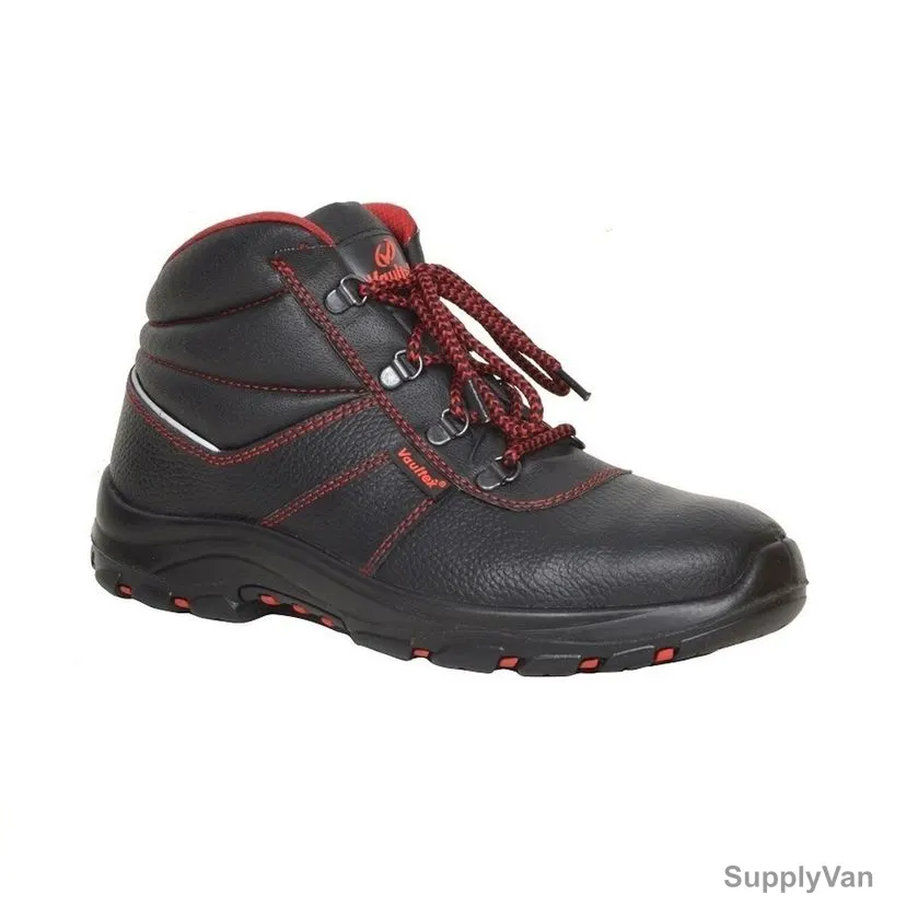Vaultex Steel Toe High Ankle Safety Shoes, MDJ, Genuine Leather, S3 HRO, Size44, Black