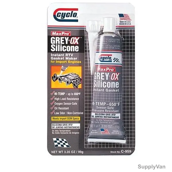 Cyclo Grey-Ox Silicone Gasket Maker, APYC959, 3.35 Oz, Grey, 12 Pcs/Pack