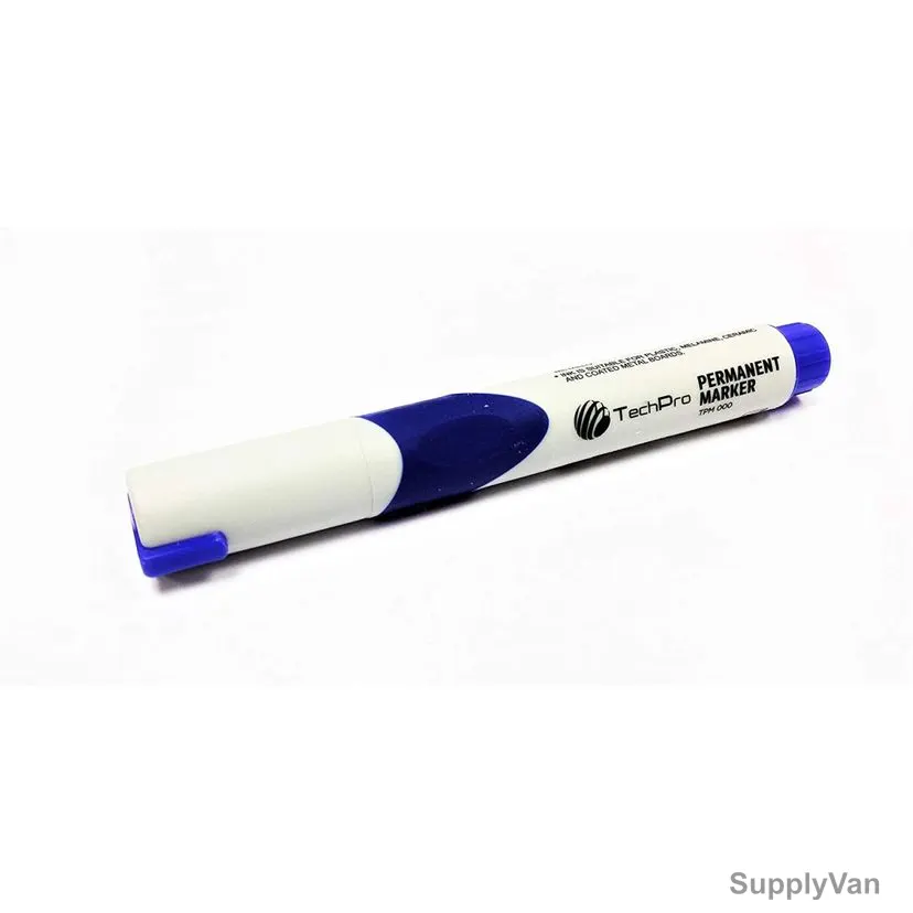 Techpro Permanent Marker, TPM001, Bullet Tip, Blue